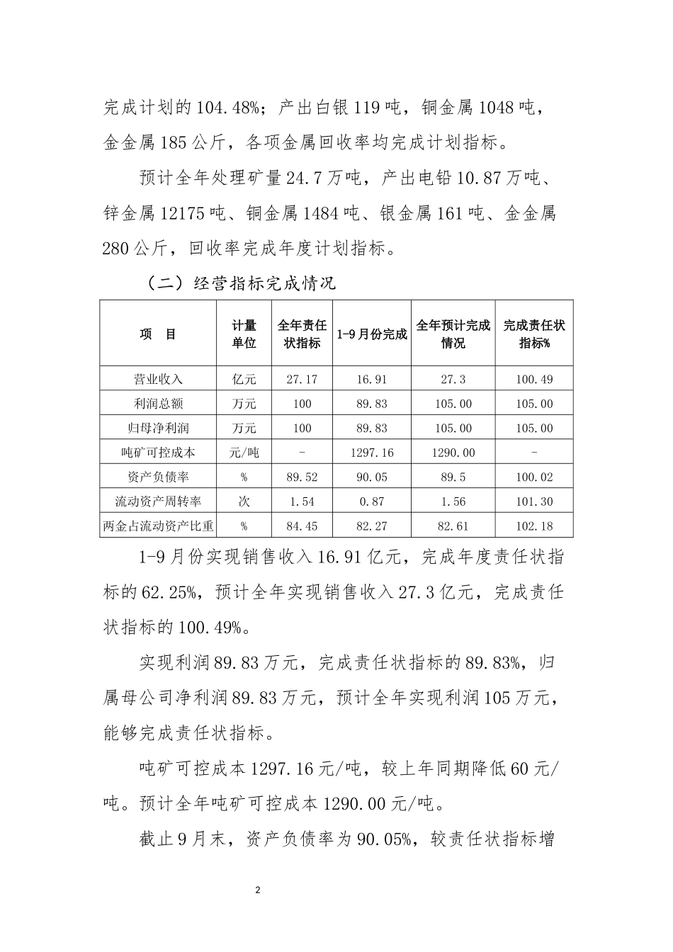 精细管理 稳产提质 合理规划促进企业稳健运营--银铅公司_第2页