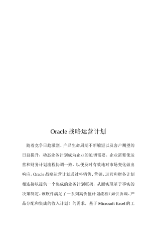 计划---Oracle战略运营计划