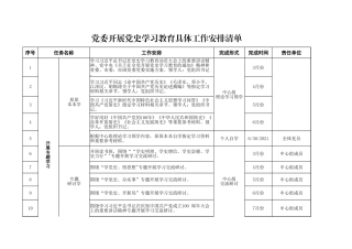开展党史学习教育具体工作安排清单