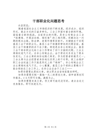 2024年干部职业化问题思考