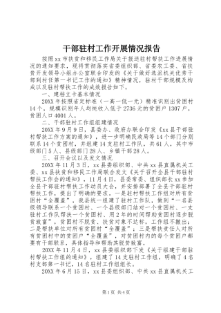 2024年干部驻村工作开展情况报告