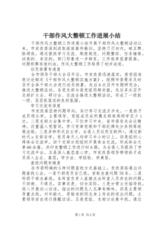 2024年干部作风大整顿工作进展小结