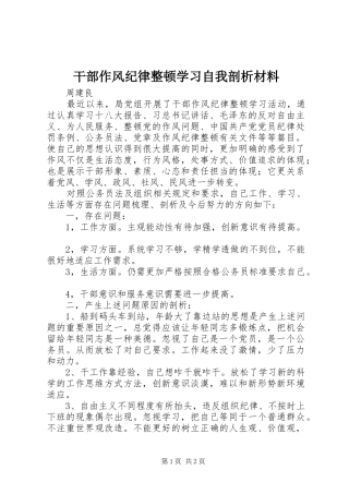 2024年干部作风纪律整顿学习自我剖析材料