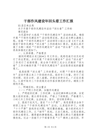 2024年干部作风建设年回头看工作汇报