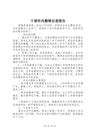 2024年干部作风整顿自查报告