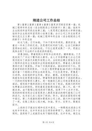 2024年刚进公司工作总结