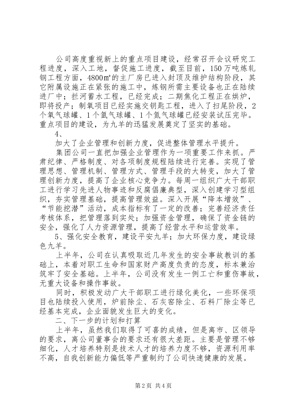 2024年钢铁公司上半年经济运行情况总结_第2页