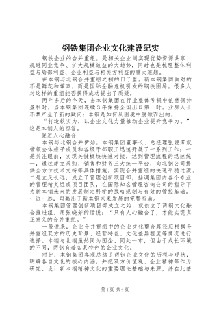 2024年钢铁集团企业文化建设纪实