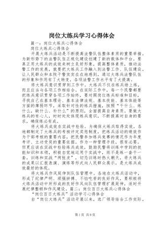 2024年岗位大练兵学习心得体会