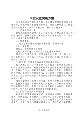 2024年岗位设置实施方案