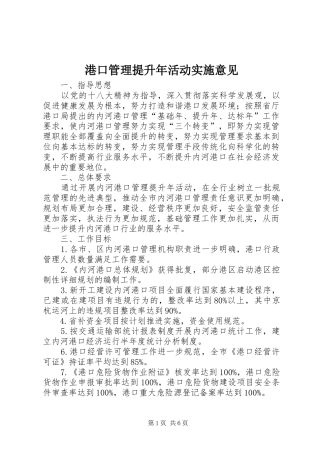 2024年港口管理提升年活动实施意见