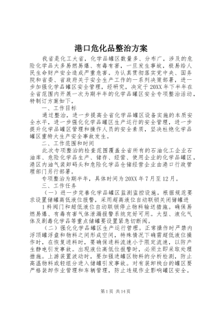 2024年港口危化品整治方案