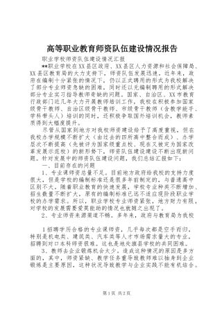 2024年高等职业教育师资队伍建设情况报告
