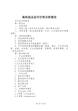 2024年高科技企业可行性分析报告