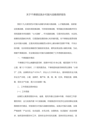 关于镇实施乡村振兴战略调研报告
