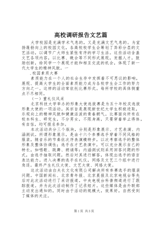 2024年高校调研报告文艺篇