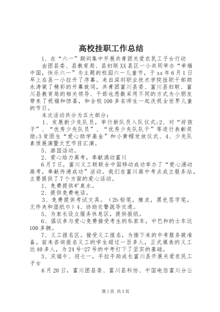 2024年高校挂职工作总结