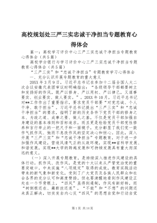 2024年高校规划处三严三实忠诚干净担当专题教育心得体会