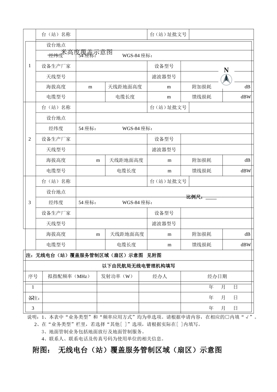 民用航空无线电通信频率申请表_第2页