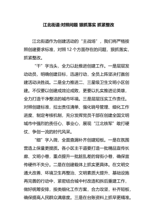 江北街道对照问题 狠抓落实 抓紧整改