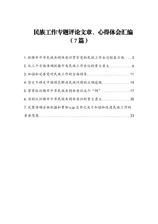 民族工作专题评论文章、心得体会汇编7篇