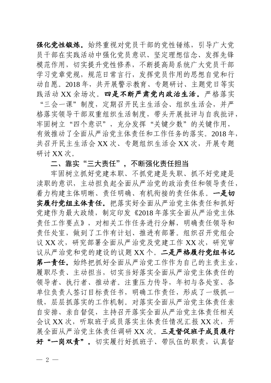 履行全面从严治党主体责任情况报告_第2页