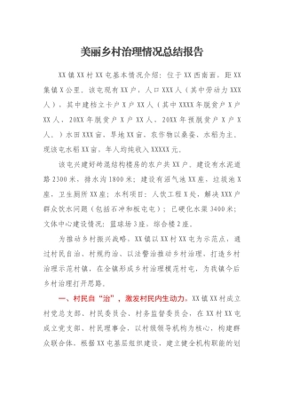 美丽乡村治理情况总结报告