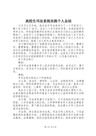 2024年高校生司法系统实践个人总结