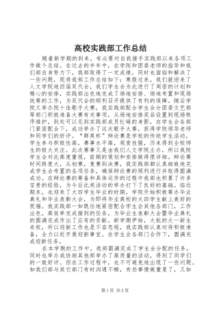 2024年高校实践部工作总结