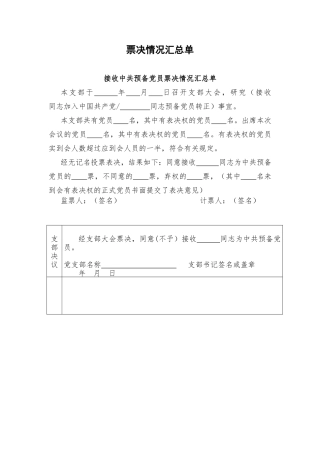 接收新党员表决汇总情况参考样式2_党支部填写