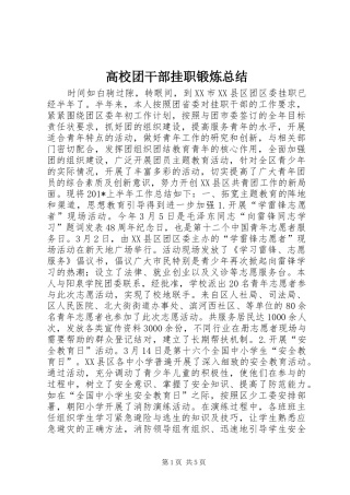 2024年高校团干部挂职锻炼总结