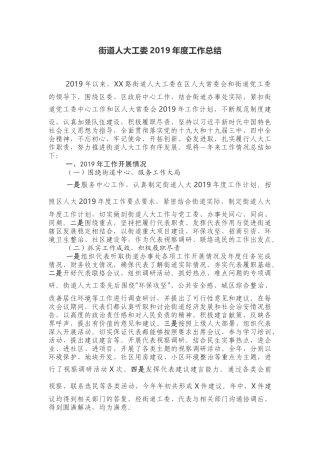 街道人大工委2019年度工作总结