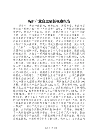 2024年高新产业自主创新视察报告