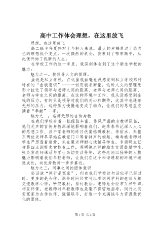 2024年高中工作体会理想，在这里放飞