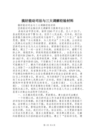 2024年搞好能动司法与三大调解经验材料