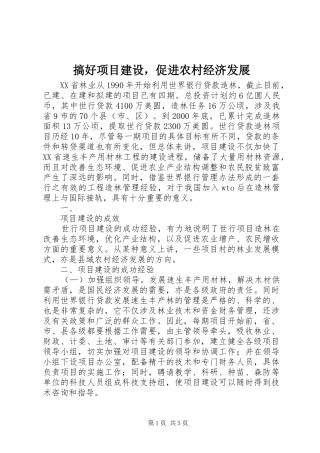 2024年搞好项目建设，促进农村经济发展