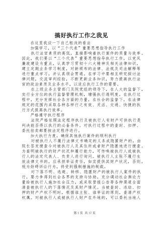 2024年搞好执行工作之我见