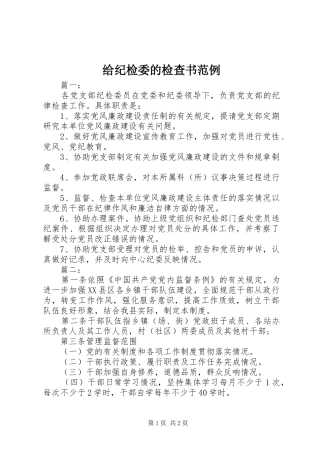 2024年给纪检委的检查书范例