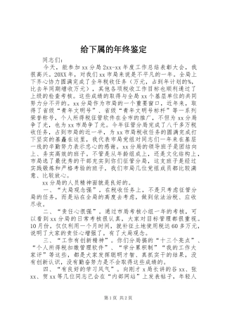 2024年给下属的年终鉴定