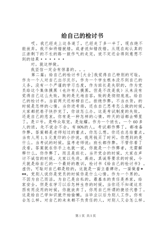 2024年给自己的检讨书