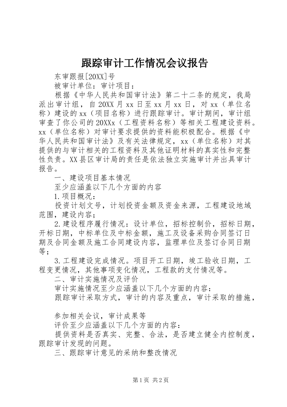 2024年跟踪审计工作情况会议报告_第1页