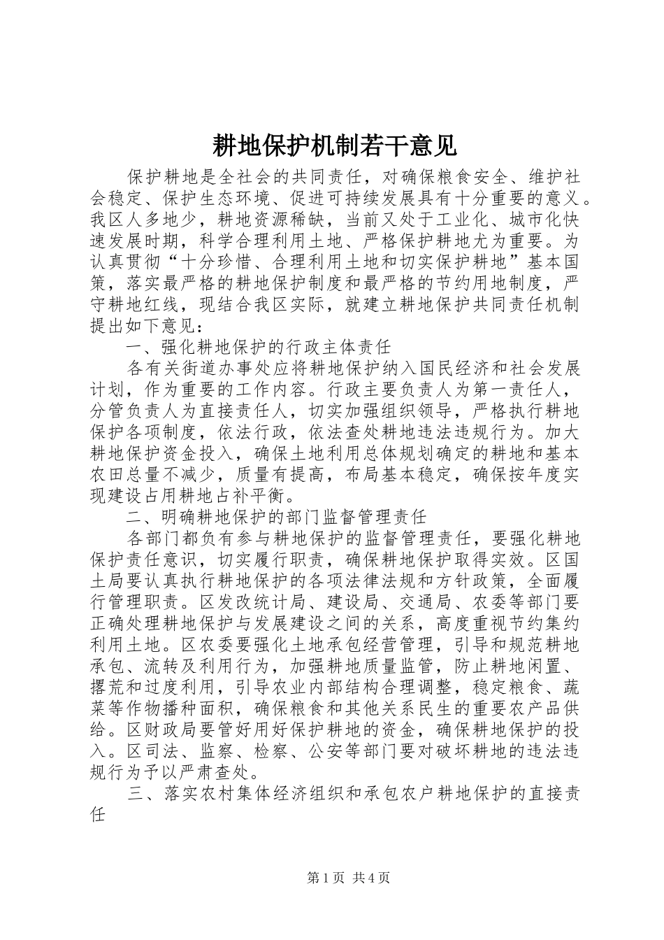 2024年耕地保护机制若干意见_第1页