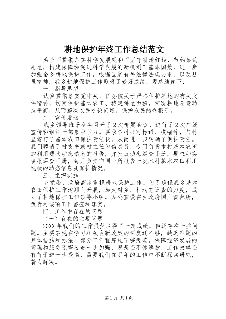 2024年耕地保护年终工作总结范文_第1页