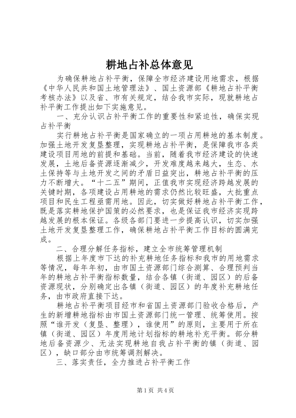 2024年耕地占补总体意见_第1页