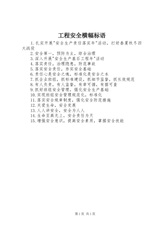 2024年工程安全横幅标语