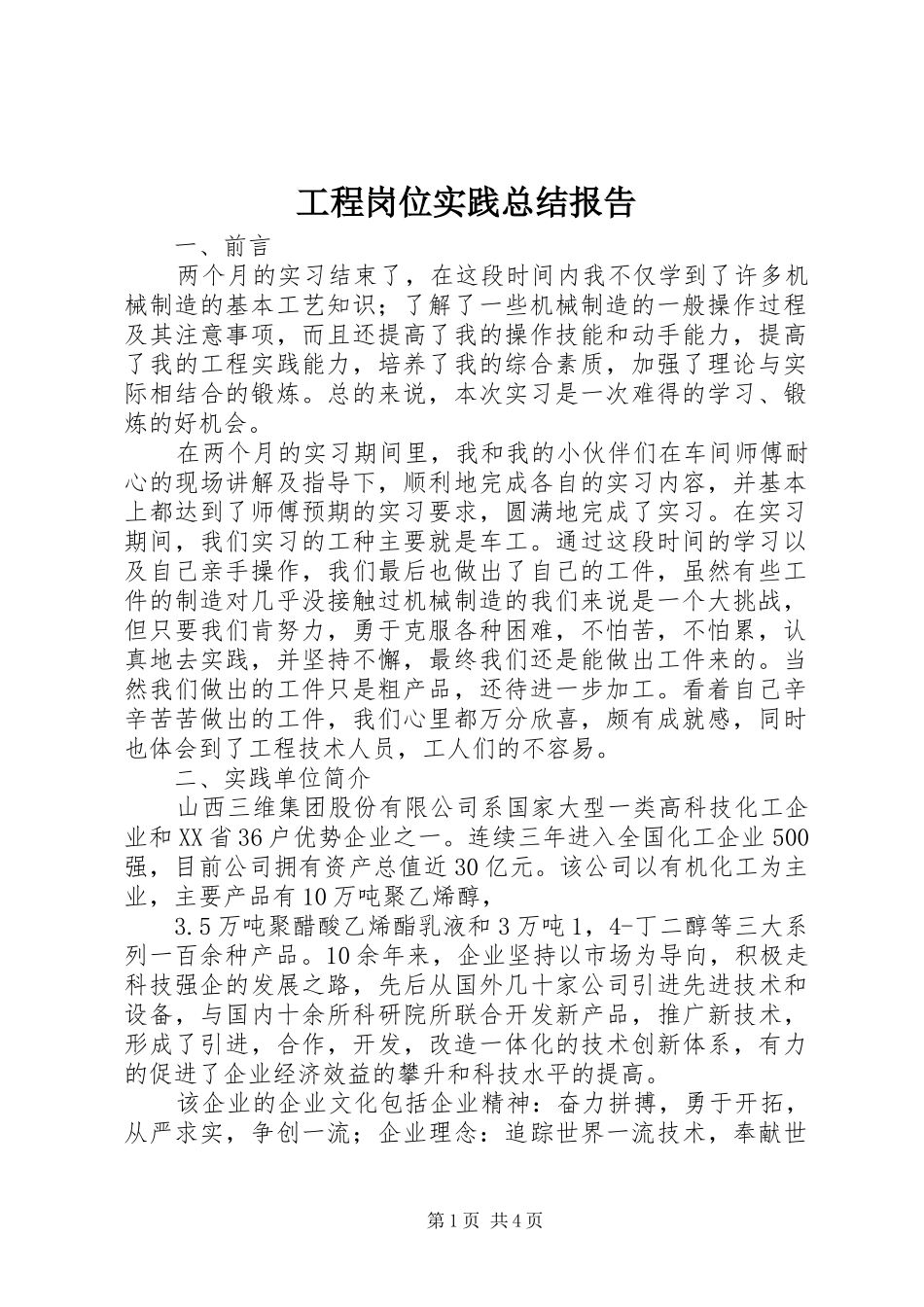 2024年工程岗位实践总结报告_第1页