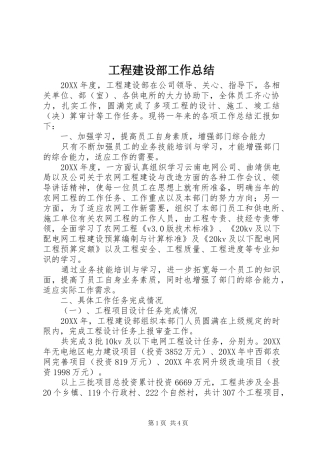 2024年工程建设部工作总结