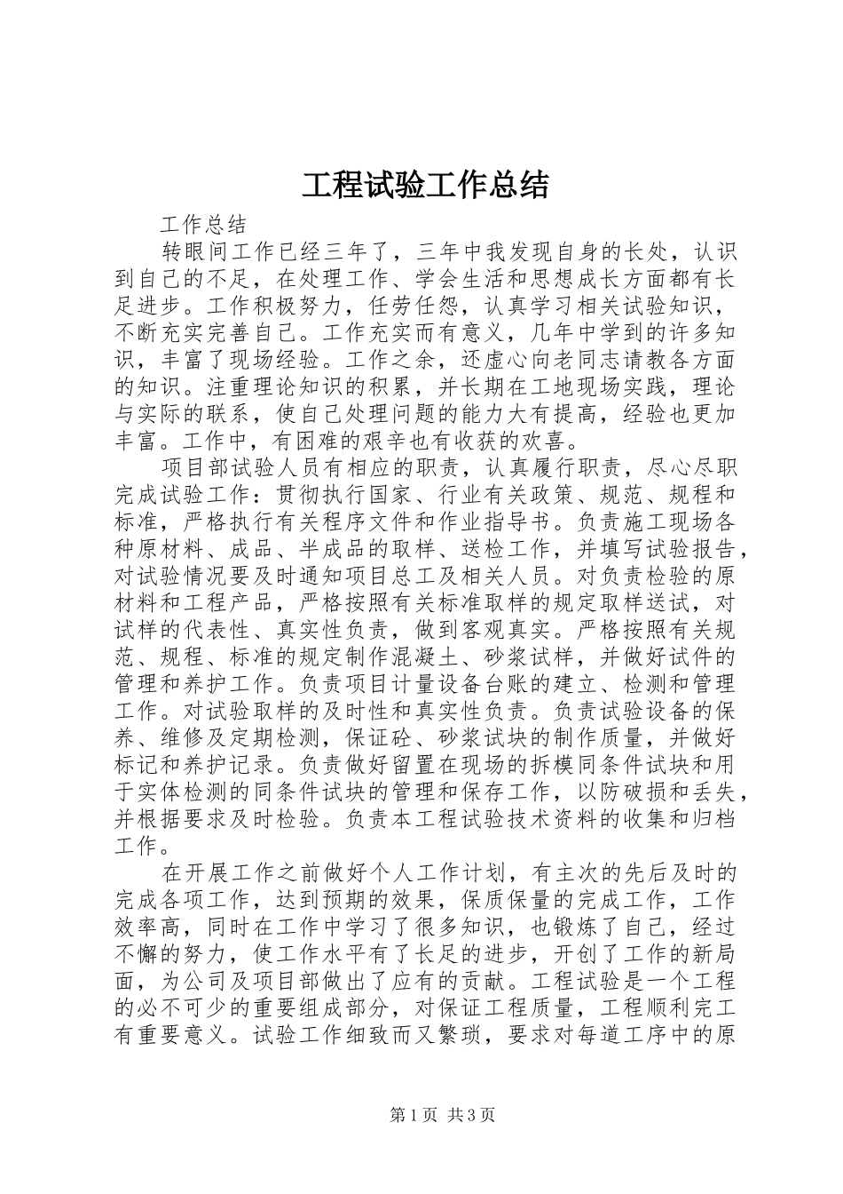 2024年工程试验工作总结_第1页