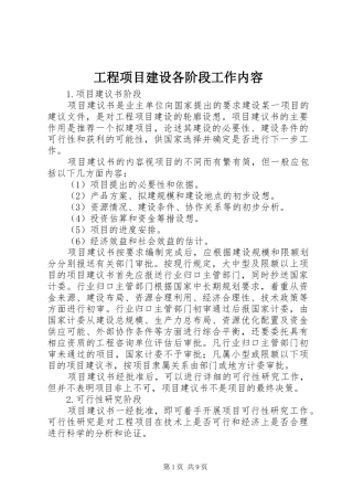 2024年工程项目建设各阶段工作内容