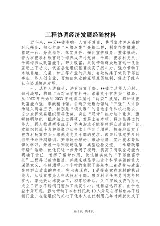 2024年工程协调经济发展经验材料